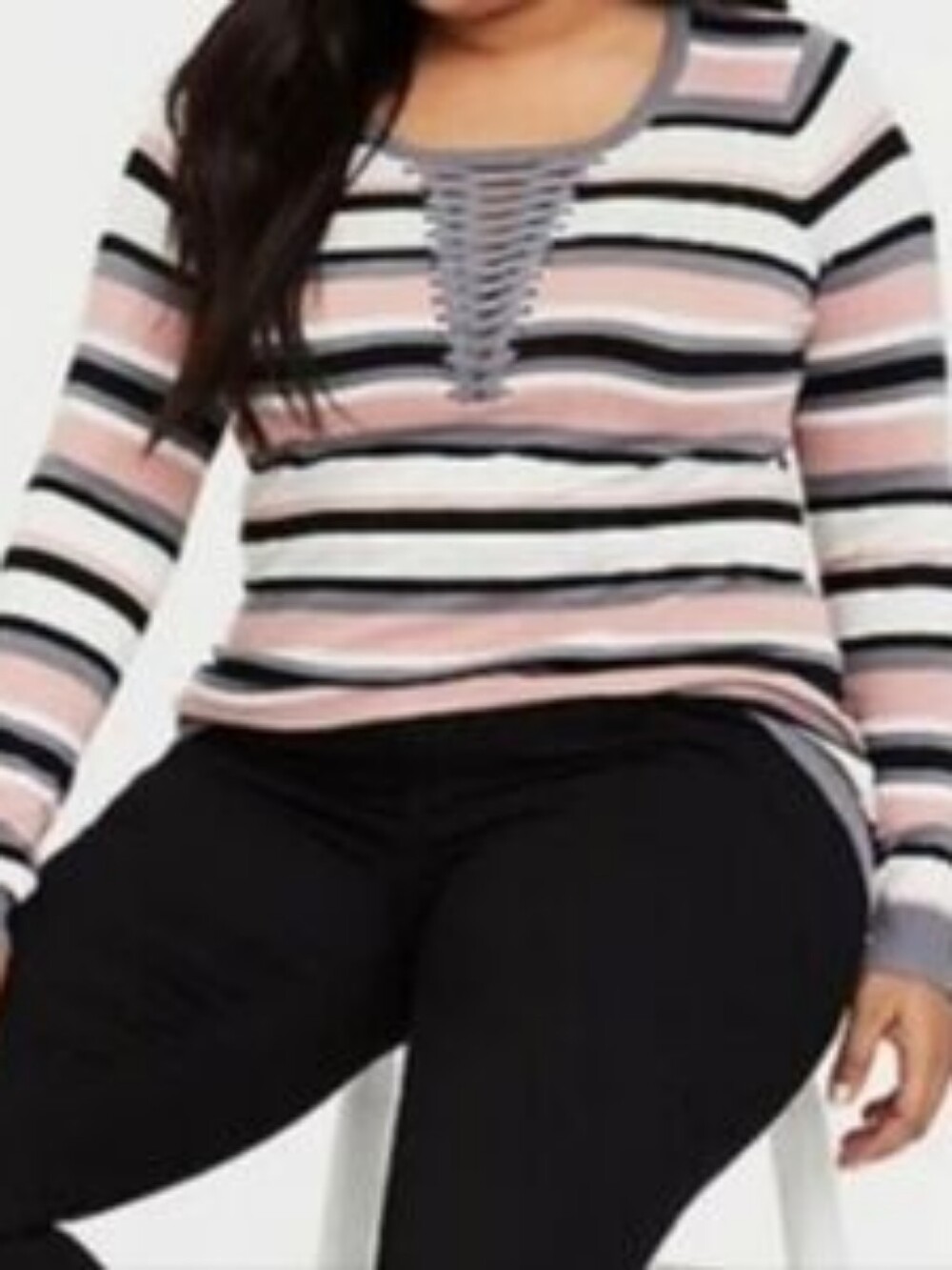 TORRID Lattice Cut Out Striped Sweater In 3 (22/24)